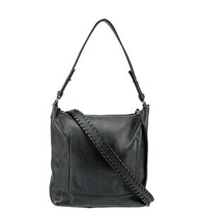 AllSaints Black Pebbled Leather Crossbody Bag (with shoulder bag strap)